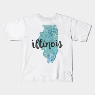 illinois - calligraphy and abstract state outline Kids T-Shirt